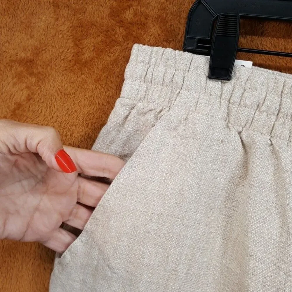 Cotton On Pants Mens XXL Tan Drawstring 100% Linen Tapered Leg Pant